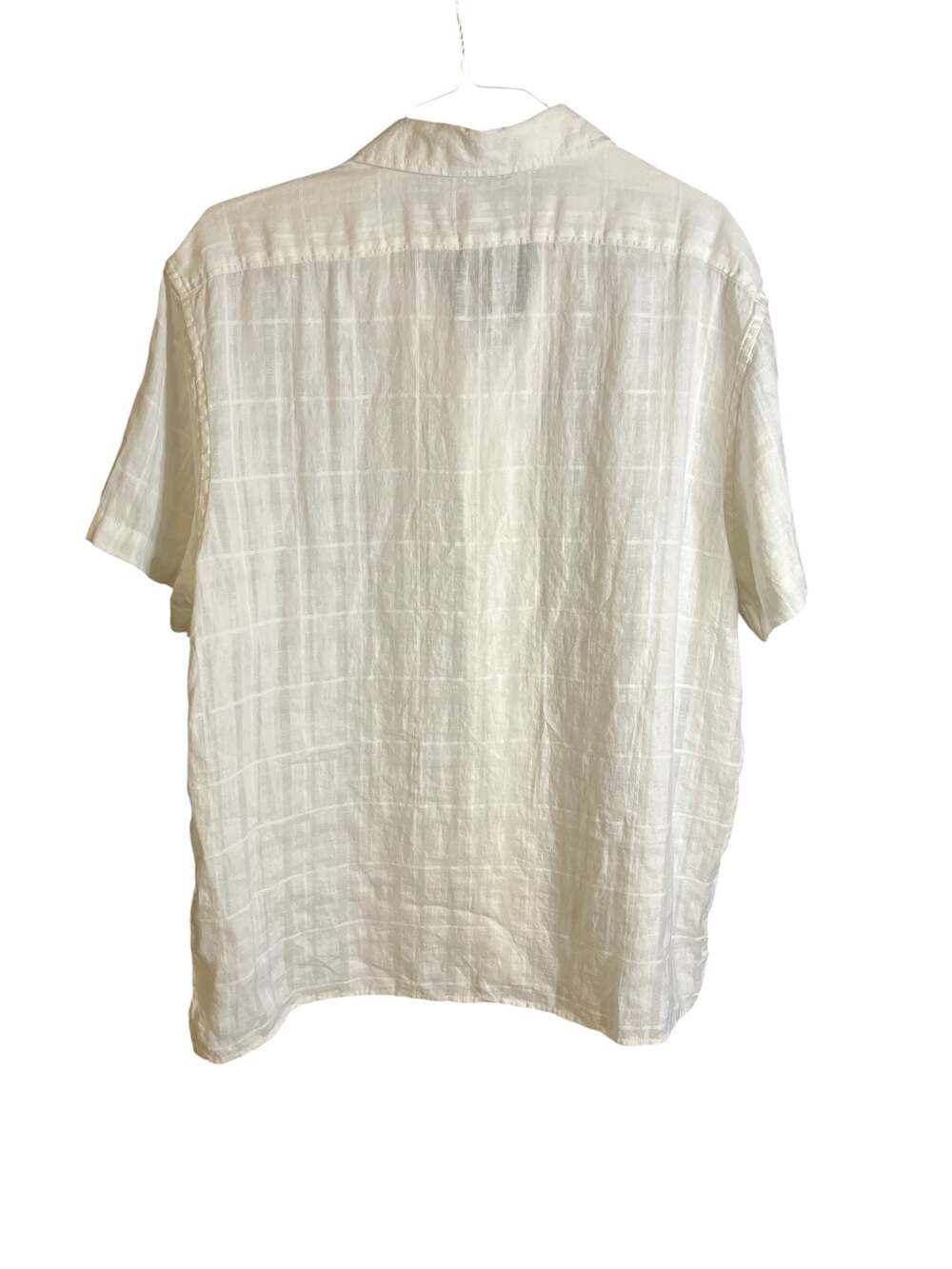Banana Republic Rincon Linen-Cotton Resort Shirt in White Textured Plaid - Picture 2 of 7